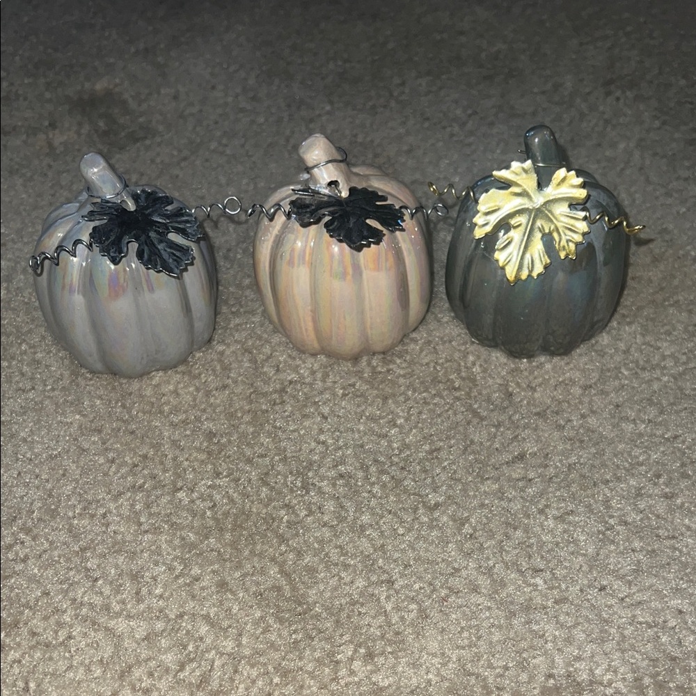 Set of Three Ceramic Pumpkins